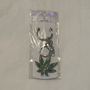 Mint Green Leaf Charm Keychain